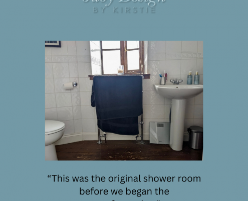 Shower room before Juby Interior Design by Kirstie